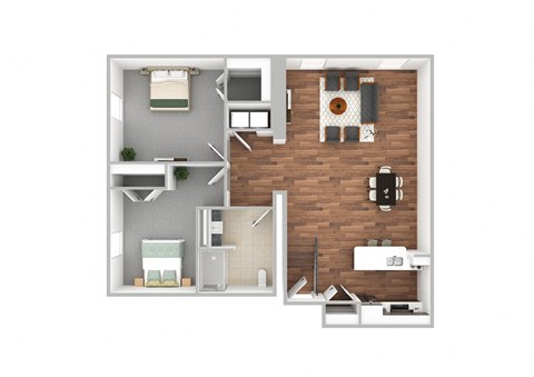 Floor plan for 2 beds, 1 bath, 1123 sqft